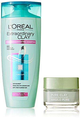 India Desire : Buy L'Oreal Paris Pure Clay Mask, Eucalyptus, 48g with Extraordinary Clay Shampoo, 175ml at Rs. 424 from Amazon