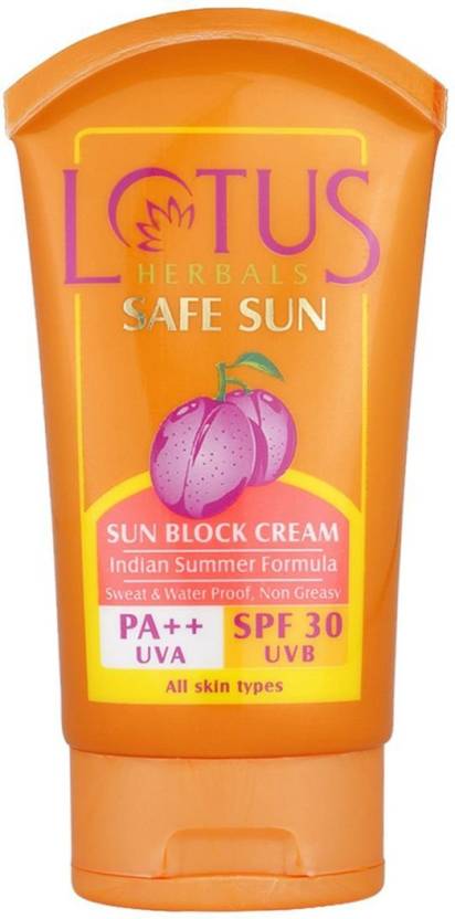 India Desire : Buy Lotus Herbals Safe Sun Block Cream - SPF 30 PA++ at Rs. 95 from Flipkart [Selling Price Rs 295]