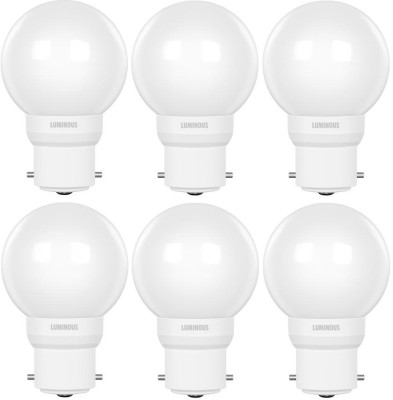 India Desire : Buy Luminous 0.5 W Round B22 D LED Bulb(White, Pack of 6) at Rs. 199 from Flipkart