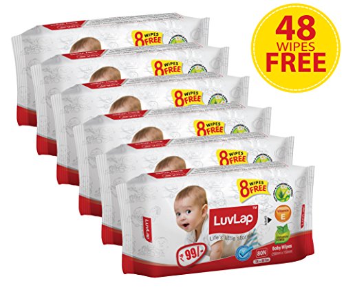 India Desire : Buy Luvlap Paraben Free Baby Wet Wipes with Aloe Vera - 6 Packs (432 Wipes + 48 Wipes Free) at Rs. 350 from Amazon [MRP Rs 594]