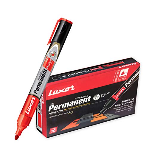 India Desire : Buy Luxor 1222 Refillable Permanent Marker - Red - Box of 10 at Rs. 104 from Amazon