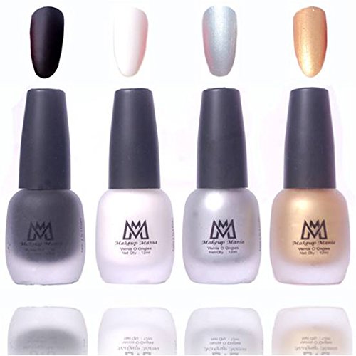 India Desire : Buy Makeup Mania Premium Nail Polish Velvet Matte Nail Paint Combo (Black, White, Silver, Golden, Pack of 4) at Rs. 185 from Amazon [Selling Price Rs 275]