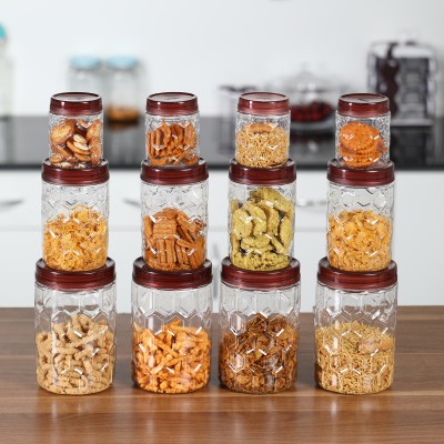 India Desire : Buy Milton Hexa Pet Jar  - 270 ml, 665 ml, 1240 ml Plastic Grocery Container(Pack of 12, Clear, Brown) at Rs. 379 from Flipkart
