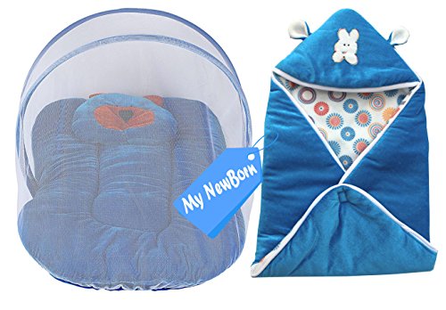 India Desire : Buy My NewBorn Baby Wrapper and Foldable Mosquito Bed Net with Pillow (Blue) at Rs. 514 from Amazon