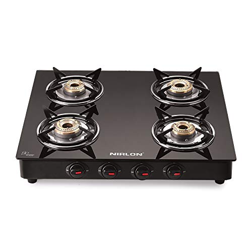 India Desire : Buy NIRLON Glass Top Gas Stove 4 Burner, Black, Brass Burner at Rs. 2499 from Amazon [MRP Rs 6600]