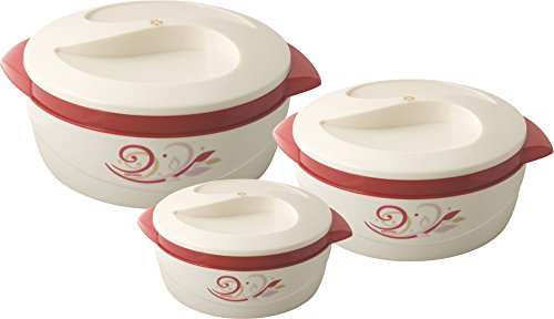 India Desire : Buy Nayasa Floriana Small Plastic Casserole Set, 3-Pieces, Maroon at Rs. 398 from Amazon [Regular Price Rs 818]