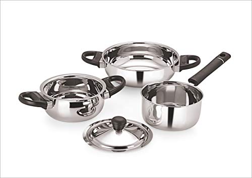 India Desire : Buy Neelam Stainless Steel Cookware Set, 4-Pieces, Silver at Rs. 425 from Amazon [MRP Rs 1209]
