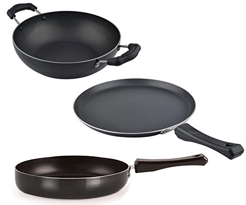 India Desire : Buy Nirlon Aluminium Nonstick Cookware Set, 3-Pieces, Black at Rs. 499 from Amazon [Regular Price Rs 591]
