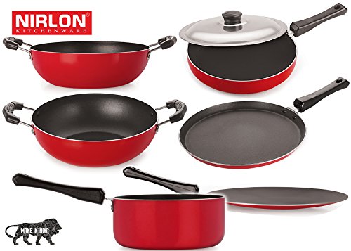 India Desire : Buy Nirlon Non-Stick Aluminium Cookware Set, 12-Pieces, Red at Rs. 660 from Amazon