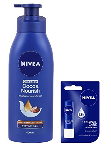 India Desire : Buy Nivea Cocoa Nourish Long Lasting Lotion, 400ml with Free Nivea Original Care Lip Balm, 4.8g at Rs. 185 from Amazon [Selling Price Rs 350]