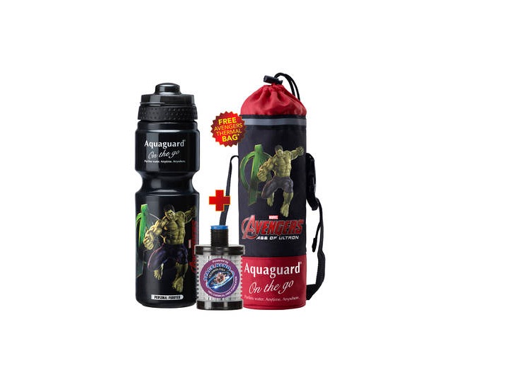 India Desire : Buy Aquaguard On The Go Hulk 750 ml Gravity Filter Water Purifier (Black) With Free Avengers Thermal Bag At Rs.472 only on Paytm
