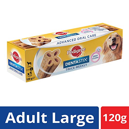 India Desire : Buy Pedigree Dentastix Advanced Oral Care Treats for Large Breed Dogs (25 kg+), 120g at Rs. 90 from Amazon