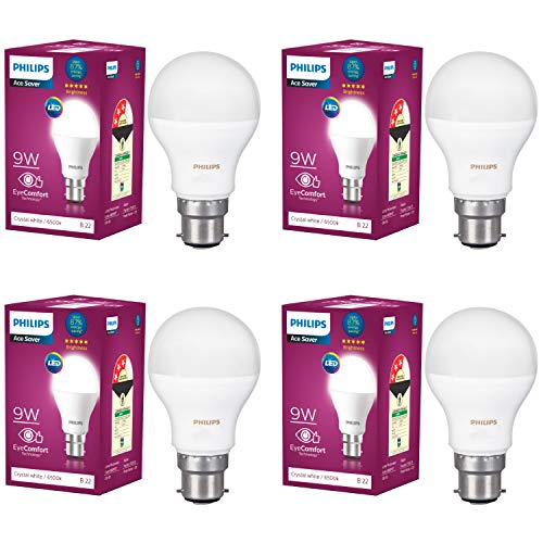 India Desire : Buy Philips Base B22 9-Watt LED Bulb (Pack of 4, White) at Rs. 379 from Amazon