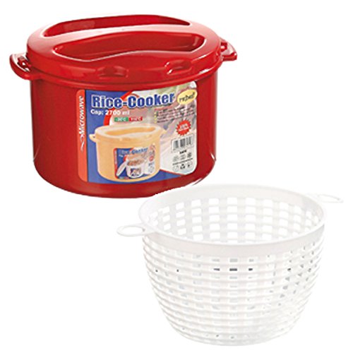 Buy Primeway Microwave Rice Cooker with Vegetable Steamer Basket, 2 Pcs