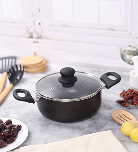 India Desire : Buy Roxx Secura Pressed Aluminium Non-Stick Casserole, 20cm, 1-Piece, Black at Rs. 395 from Amazon