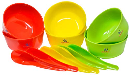 India Desire : Buy Sarthak Uphaar Plastic Microwave Safe Soup Bowl Set of 12 Pieces (6 Bowl, 6 Spoon) at Rs. 99 from Amazon