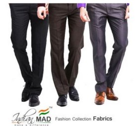 India Desire : Shopclues One Day Deal: Buy 1 Indian MAD™ Formal Trousers Fabric 1.20mtr & Get 2 Free At Rs. 259 Only- SC18FP99