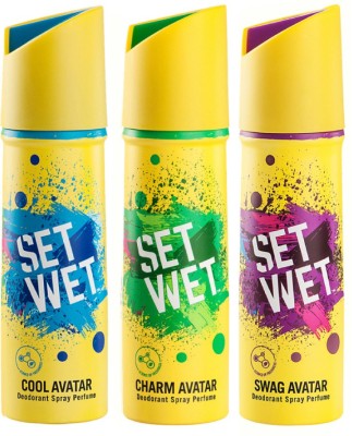 India Desire : Buy Set Wet Cool, Charm and Swag Avatar Deodorant Spray - For Men (450 ml, Pack of 3) at Rs. 199 from Flipkart [Regular Price 356]