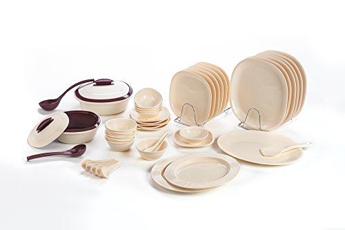 India Desire : Buy Signoraware Plastic Dinnerware Set, 46-Pieces, Off White and Maroon at Rs. 1705 from Amazon