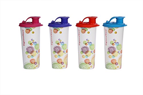 India Desire : Buy Signoraware Stylish Velvet Jumbo Plastic Sipper Set, 500ml, Set of 4, Multicolour at Rs. 175 from Amazon
