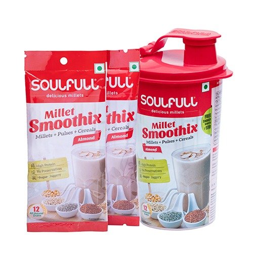 India Desire : Buy Soulfull Millet Almond Smoothix with Shaker (2 Single Serve Sachet) at Rs. 60 from Amazon