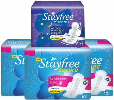 India Desire : Buy Stayfree Secure Ultra Thin XL Wings Sanitary Pad(Pack of 37) at Rs. 156 from Flipkart