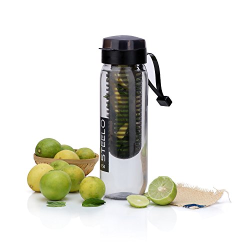 India Desire : Buy Steelo Plastic Fruit Infuser Bottle, 700ml, Black at Rs. 90 from Amazon [Selling Price Rs 180]