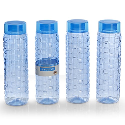 India Desire : Buy Steelo Plastic Water Bottle, 1.1 Litre, Set of 4, Blue (SOL10004BLU) at Rs. 197 from Amazon