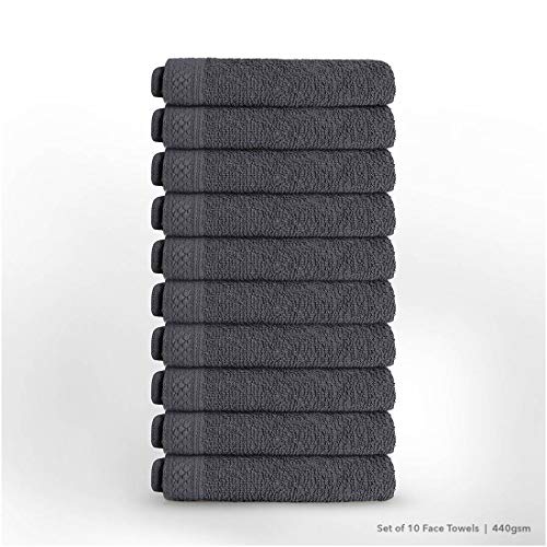 India Desire : Buy Swiss Republic 440 GSM Face Towels - Set of 10 (Dark Grey/Dark Grey) at Rs. 198 from Amazon [Selling Price Rs 598]