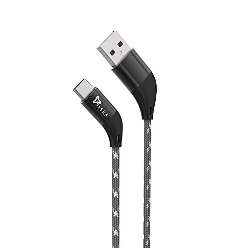 India Desire : Buy Syska CCCA30 1.5m Nylon Braided Type C Cable 2.4A with Aluminum connectors (Grey White) at Rs. 153 from Amazon