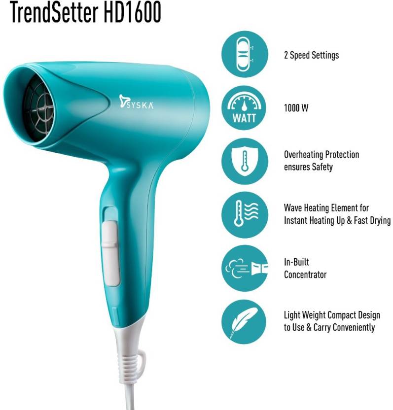India Desire : Buy Syska Trendsetter HD1600 Hair Dryer at Rs. 575 from Flipkart [MRP Rs 899]