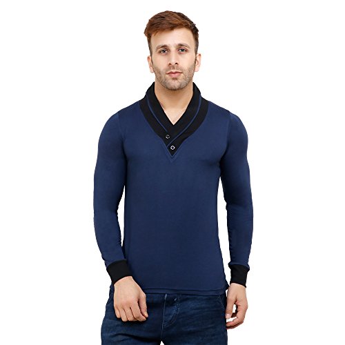 India Desire : Buy Thari Choice Self Design V-Neck Stylish Navy Blue Solid Cotton T-Shirt for Men at Rs. 199 from Amazon [MRP Rs 999]
