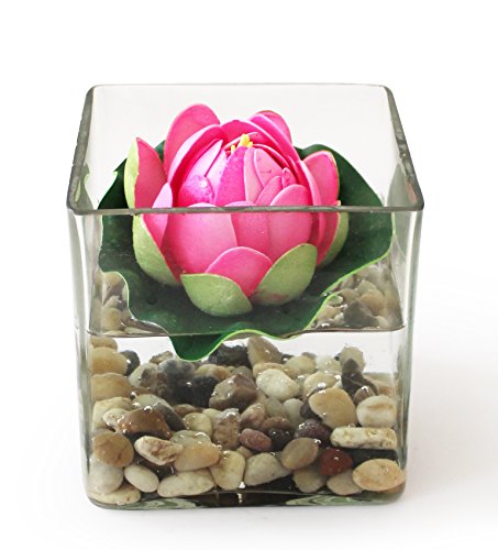 India Desire : Buy Tied Ribbons Glass vases with Faux Lotus and Natural Stones Flower Pot with Artificial Flowers at Rs. 99 from Amazon [ Regular Price 549 ]