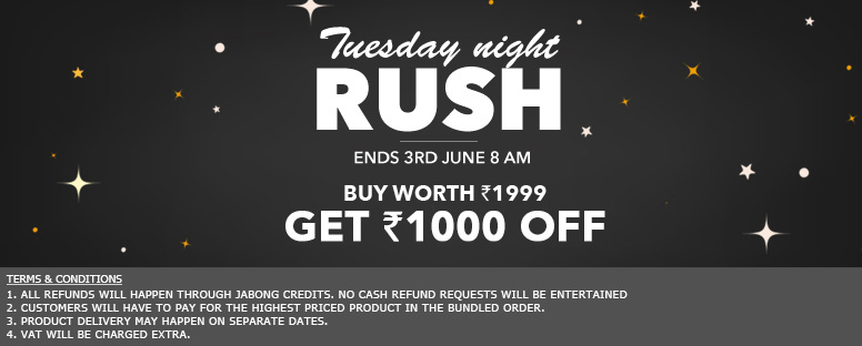 India Desire : Jabong Tuesday Night Rush Sale: Get Upto 50% Off On Clothing, Footwear & Accessories + Extra Rs. 1000 Off On Rs. 1999 In Jabong Tuesday Night Rush Sale 