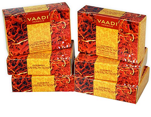 India Desire : Buy Vaadi Herbals Super Value Luxurious Saffron Soap Skin Whitening Therapy, 75g (Pack of 6) at Rs. 182 from Amazon [MRP Rs 245]