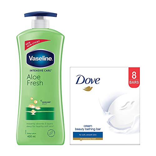 India Desire : Buy Vaseline Intensive Care Aloe Fresh Body Lotion, 400 g with Dove Cream Beauty Bathing Bar, 100 g at Rs. 478 from Amazon