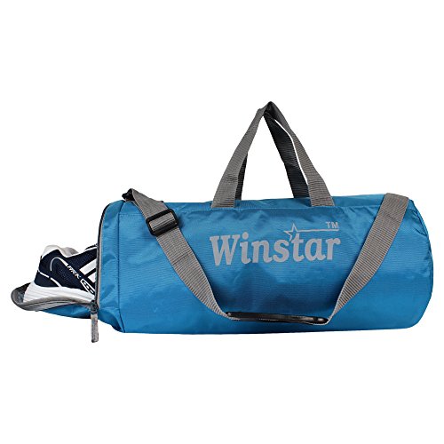Buy WINSTAR Unisex Polyester Cyan Duffle/Gym Bag with Ventilated Shoes