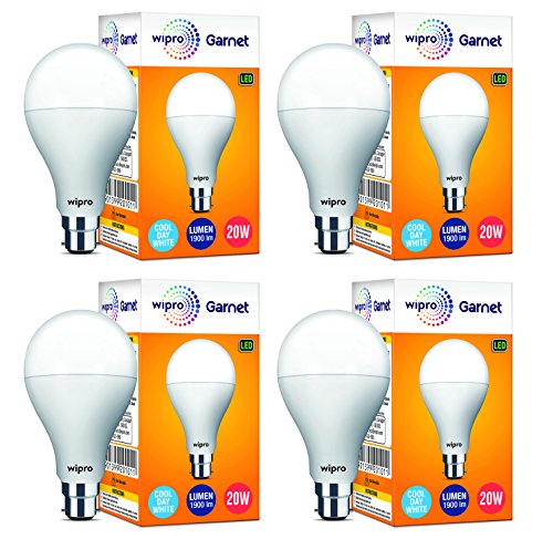 India Desire : Buy Wipro Garnet Base B22 20-Watt LED Bulb (Pack of 4, White) At Rs 949 From Amazon [Regular Price Rs 1960]