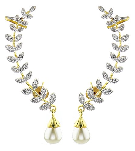 India Desire : Buy Youbella Gold Plated American Diamond Leaf Shape Ear Cuffs Earrings For Women & Girls at Rs. 259 from Amazon