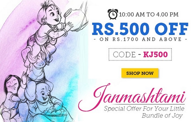 India Desire : Babyoye Janmashtami Offer : Get Upto 70% Off + Rs. 500 Off On Rs. 1700 On Baby & Kids Products From Babyoye - KJ500