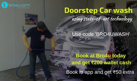 India Desire : Bro4u Free Car Wash Upto Rs. 450 & Free Laundry Service Upto Rs. 400- BROGCW