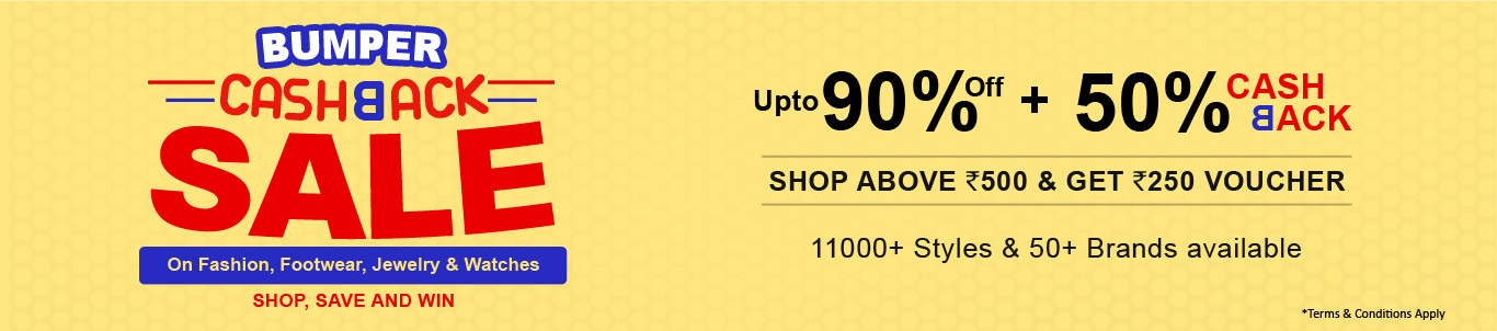 India Desire : Shopclues Bumper Cashback Sale: Get Upto 90% Off + Extra 50% Cashback On Fashion, Footwear, Jewelry & Watches 