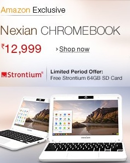 India Desire : Amazon Exclusive Launch : Buy Nexian Chromebook 11.6-inch Laptop(Cortex-A17/2GB/16GB/Chrome OS), White At Rs. 12999 From Amazon