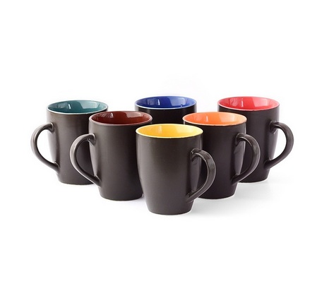 India Desire : Buy Cdi Large Coffee Mugs Black Matt Finish Outside Set Of 6 At Rs. 199 From Pepperfry