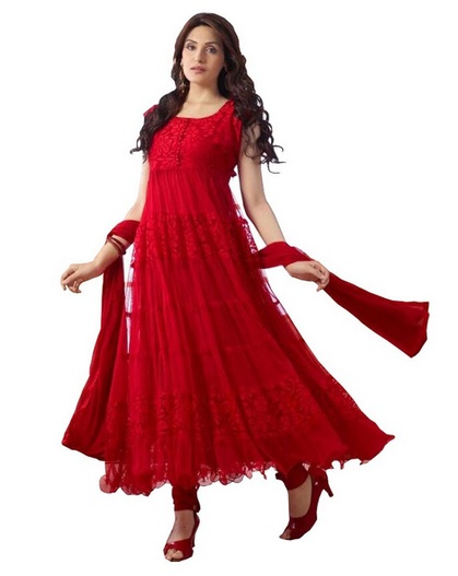 India Desire : Buy Montu Fashion Red Faux Georgette Unstitched Dress Material At Rs. 548 From Snapdeal