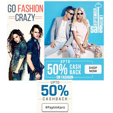 India Desire : Paytm September Sale : Get Extra 50% Cashback On on Apparel, Footwear & Fashion Accessories From Paytm - WEEK50