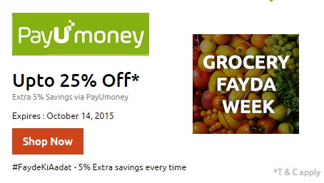 India Desire : Payumoney Grocery Fayda Week: Get Upto 30% Off + 5% Cashback On Top Grocery Store Between 8th to 14th Oct #FaydekiAadat