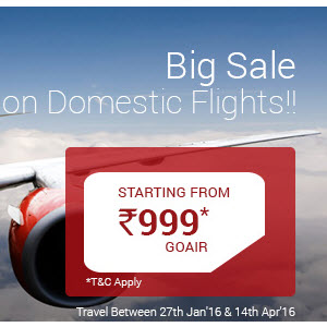 India Desire : Go Air Domestic Flight Offer: Book Go Air Domestic Flights From Rs. 999 At Via.com