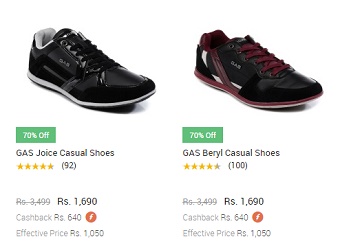India Desire : Snapdeal- Flat 70% Off On Gas Footwear + Extra Freecharge Cashback