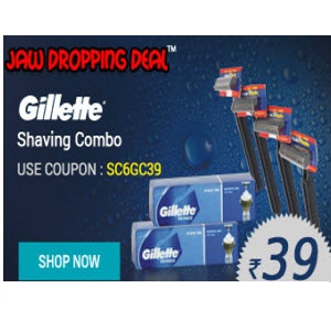 India Desire : Gillette Series Shave Gel 25g Pack of 2 + Presto Razor pack of 4 + Rs. 1 cluebucks Rs. 55